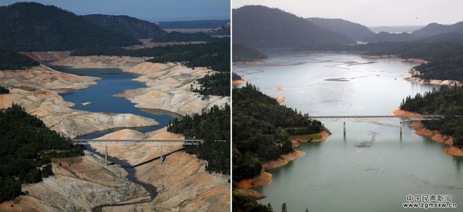美国加州结束干旱紧急状态 生态对比图令人震惊